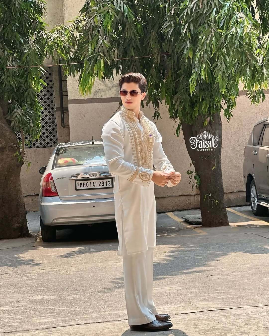 Designer Lux Embroidered Kurta With Pant Set