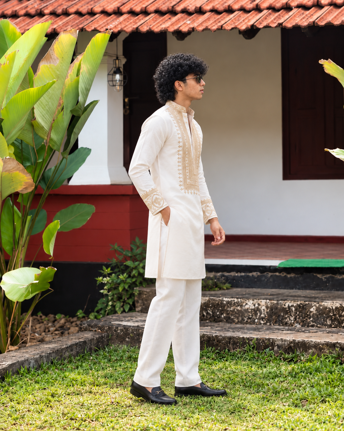 Designer Lux Embroidered Kurta With Pant Set