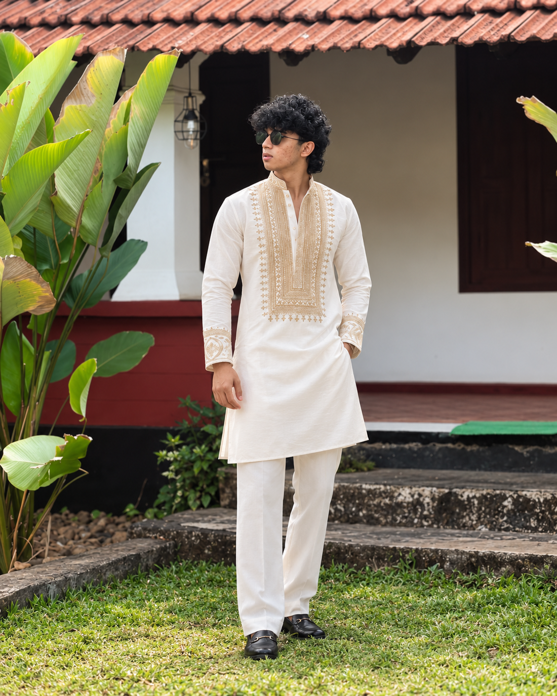 Designer Lux Embroidered Kurta With Pant Set