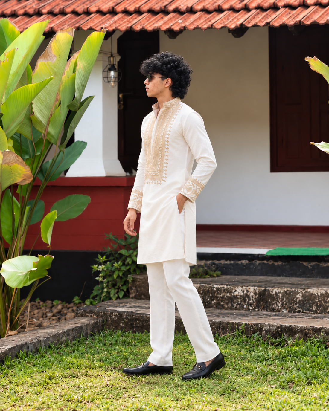 Designer Lux Embroidered Kurta With Pant Set