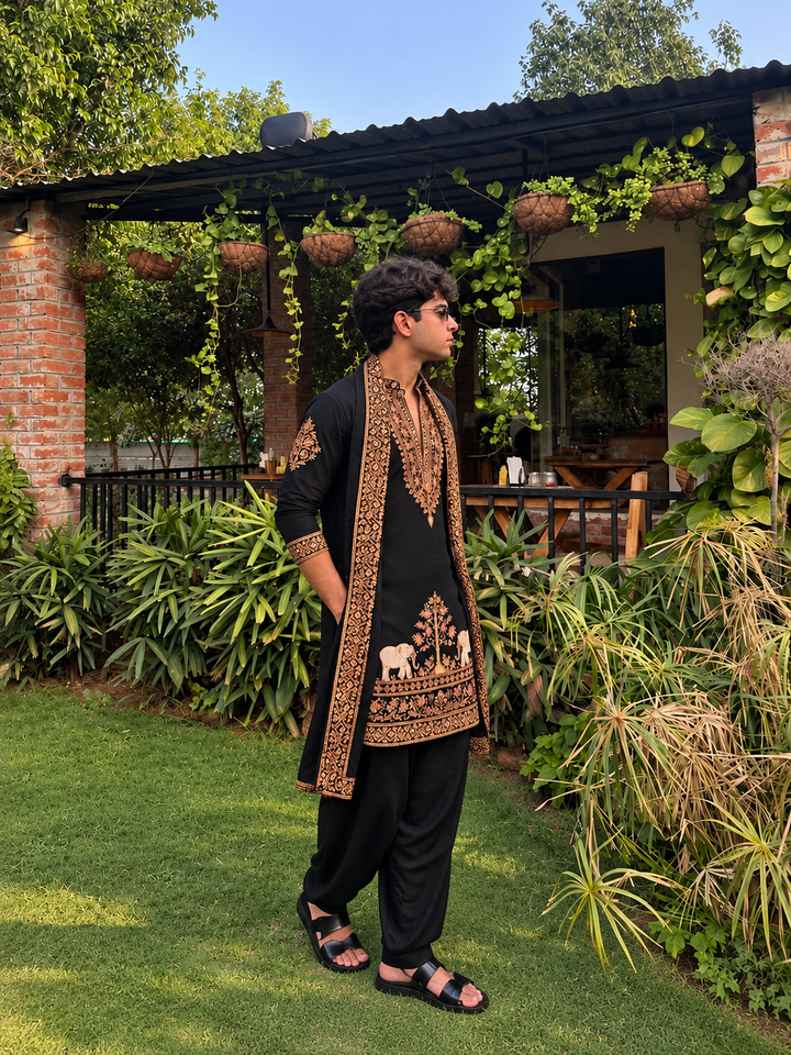 German Thread Adition Kurta pyjama With Dupatta