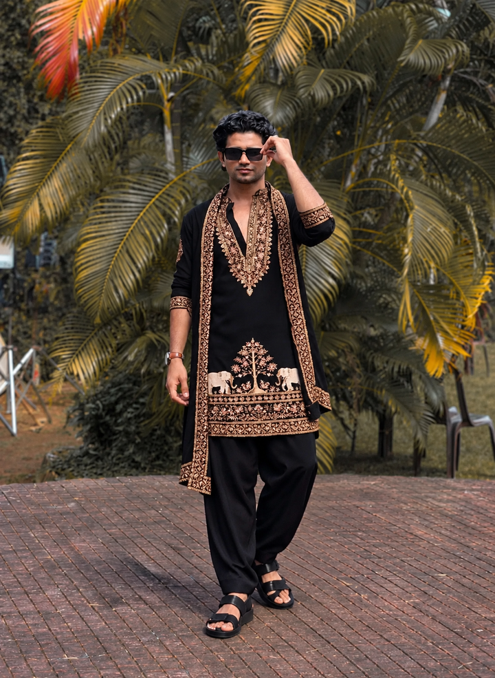 German Thread Adition Kurta pyjama With Dupatta