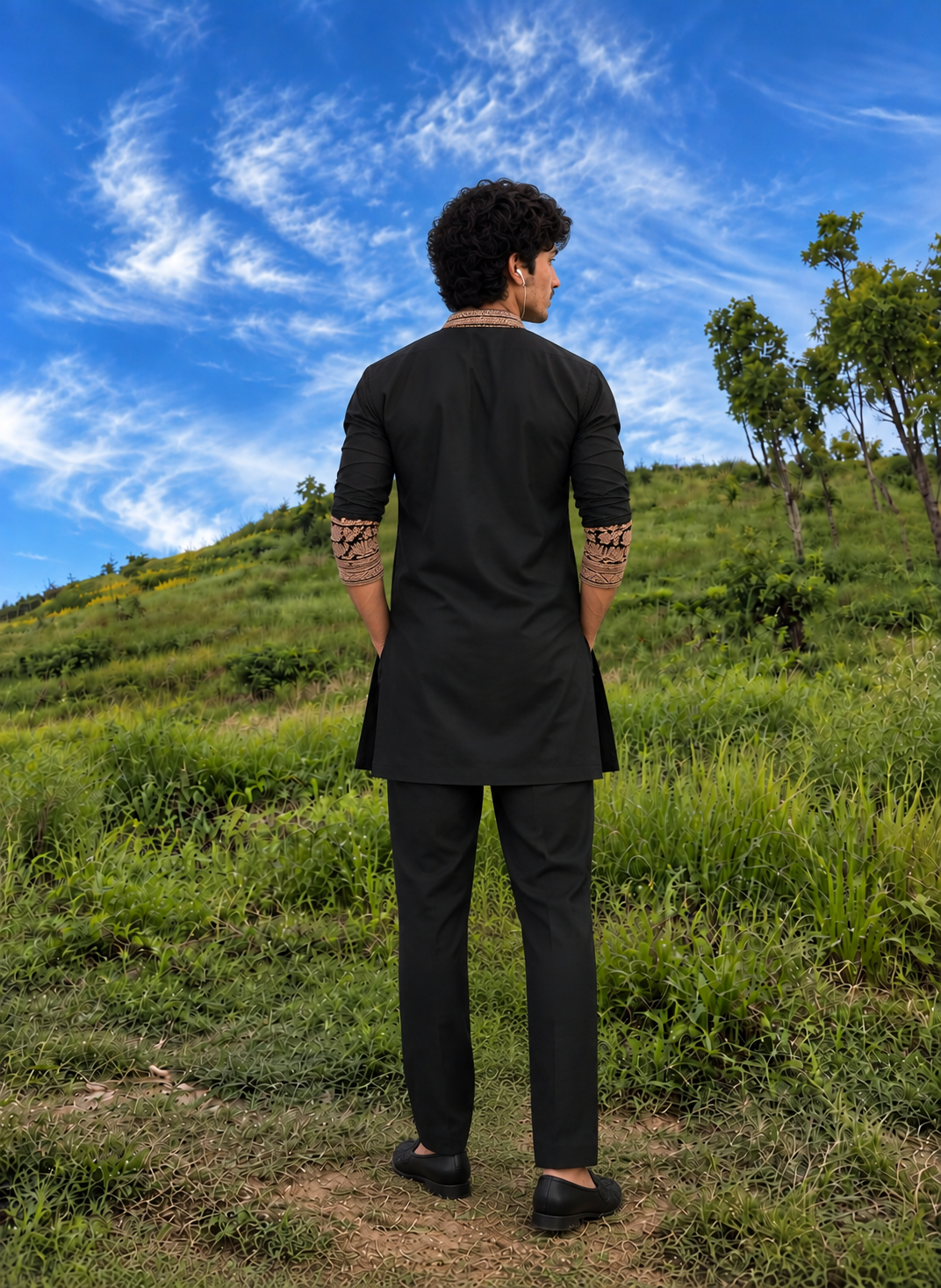 Z Black & Gold Celebrities Tilla Placket Kurta Pant Set