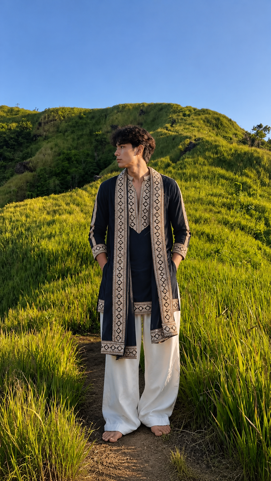 Neavy Blue Kurta Pant With matching Dupatta Set