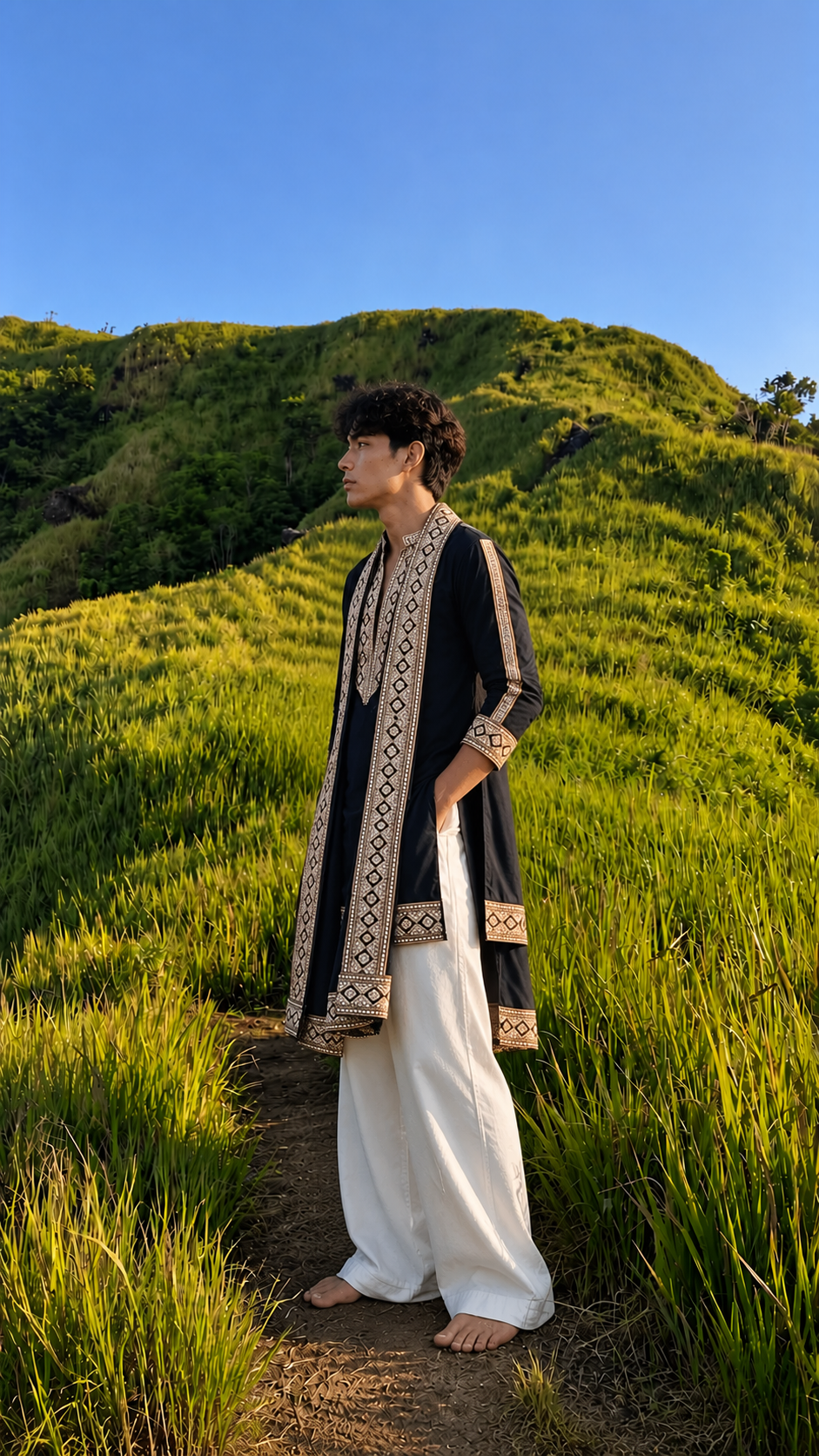 Neavy Blue Kurta Pant With matching Dupatta Set