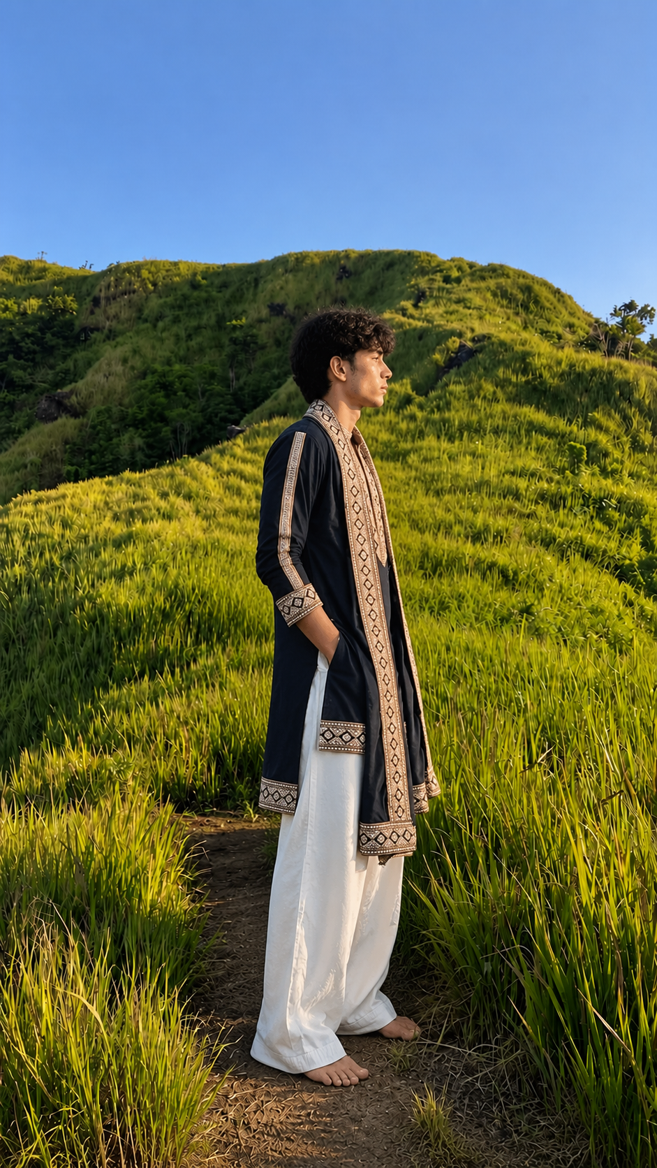 Neavy Blue Kurta Pant With matching Dupatta Set
