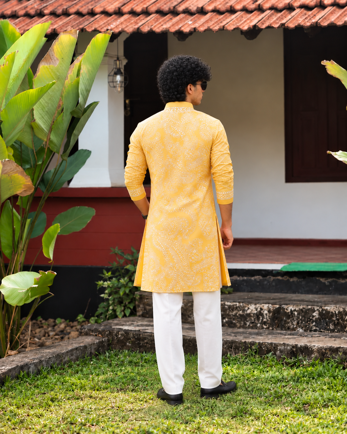 Yellow Mustard Parrot Chanderi Full Heavy Embroidery Kurta Pant Set