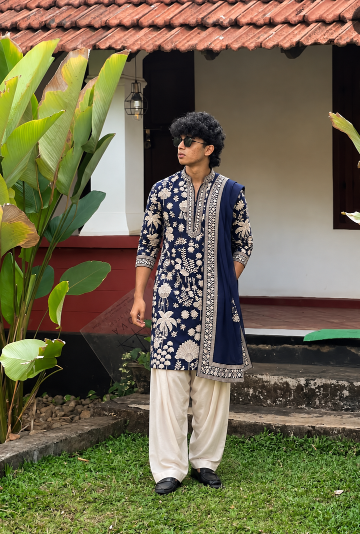 NEAVY BLUE KURTA SET WITH DUPATTA HEAVY EMBROIDERY