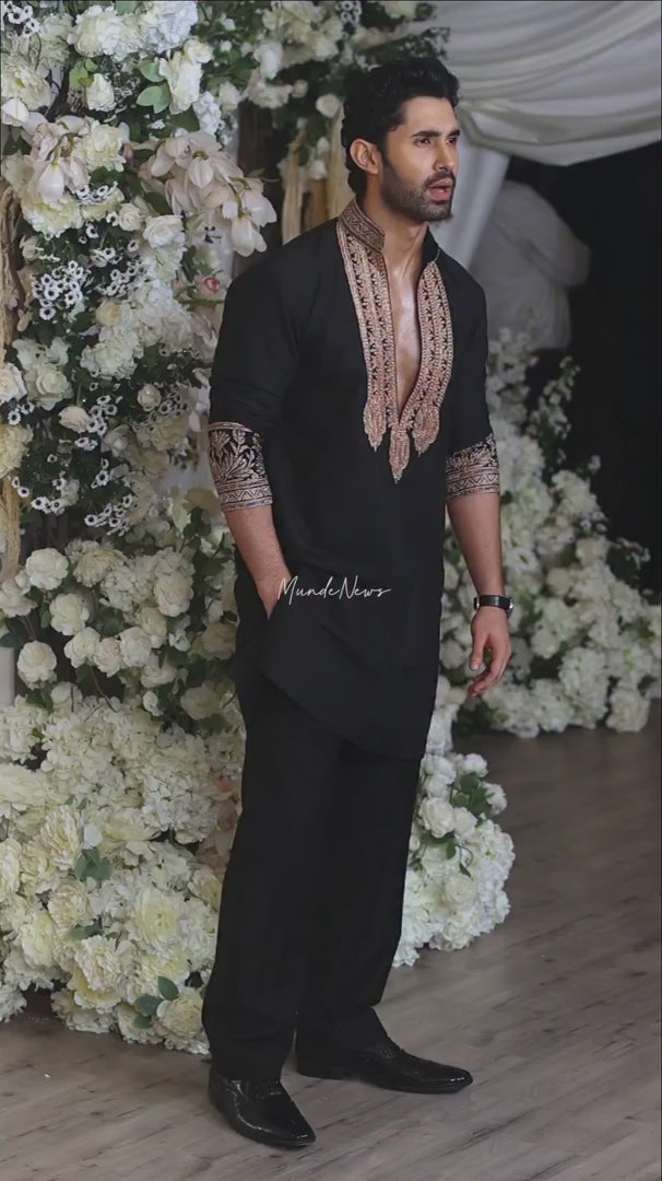 Z Black & Gold Celebrities Tilla Placket Kurta Pant Set